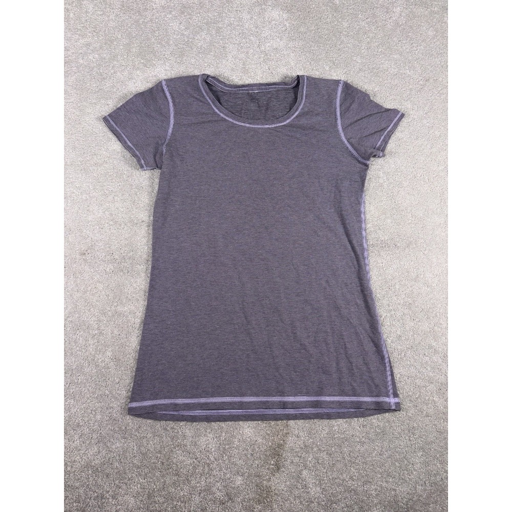 lululemon womens size 4 purple stripe fitted t shirt